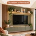 Salon avec un mur TV décoré de manière cohérente et esthétique