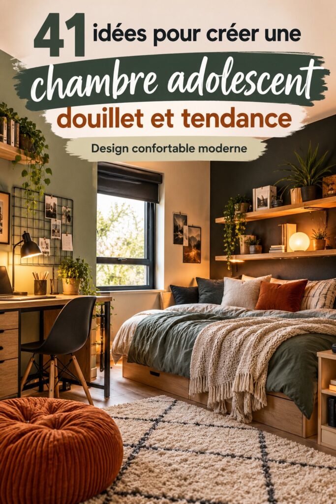 Aménagement moderne et douillet d'une chambre ado avec des couleurs tendance pour 2026