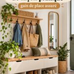 Entrée décorée avec un style chaleureux et accueillant, intégrant des meubles pratiques.