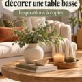 Une table basse joliment décorée avec des objets modernes et chaleureux