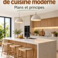 Îlot de cuisine moderne avec des chaises de bar et un design épuré