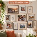 Mur décoratif avec des photos de famille dans un salon élégant
