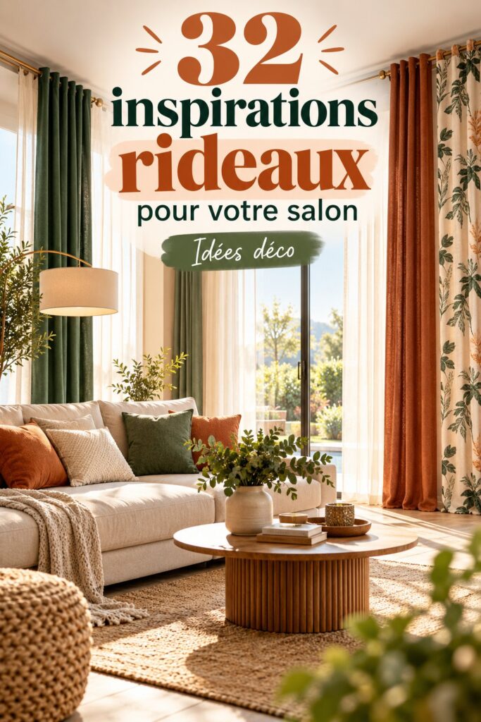 Exemples de rideaux modernes et élégants pour un salon en 2026.
