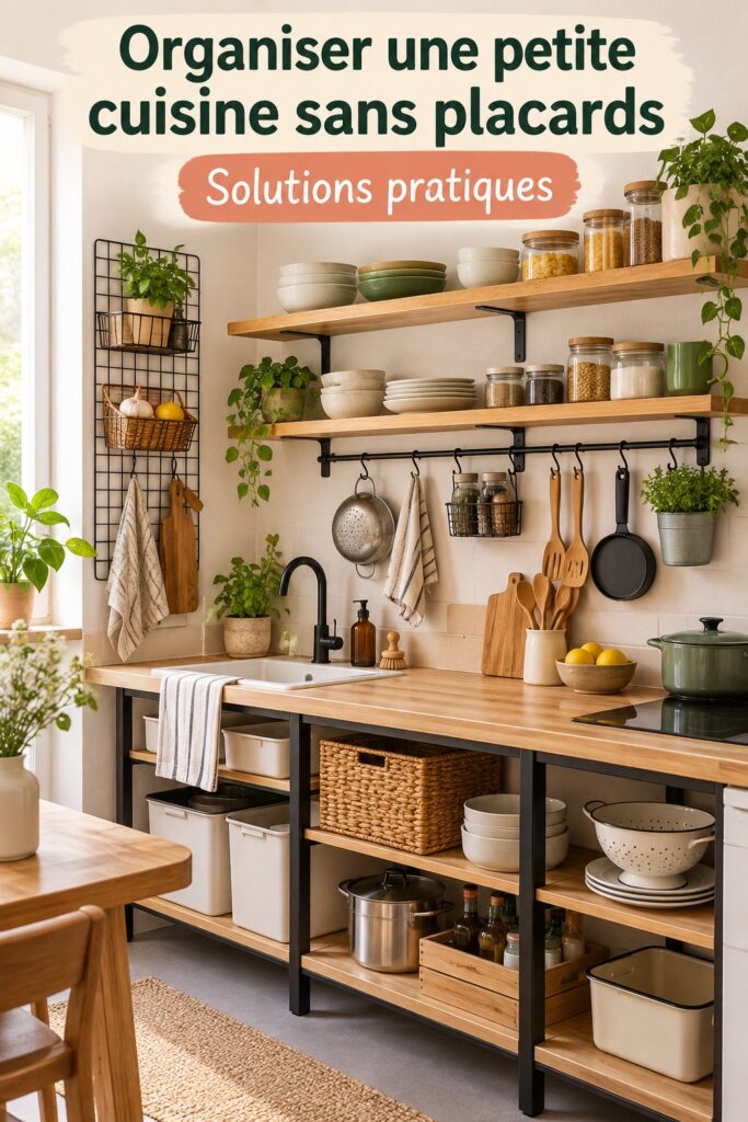 Petite cuisine organisée avec des rangements astucieux