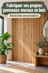 Panneaux décoratifs en bois accrochés dans un salon chaleureux