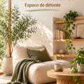 Salon moderne avec des éléments de décoration apaisants et contemporains
