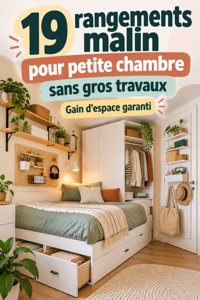 Petite chambre bien rangée avec des solutions astucieuses