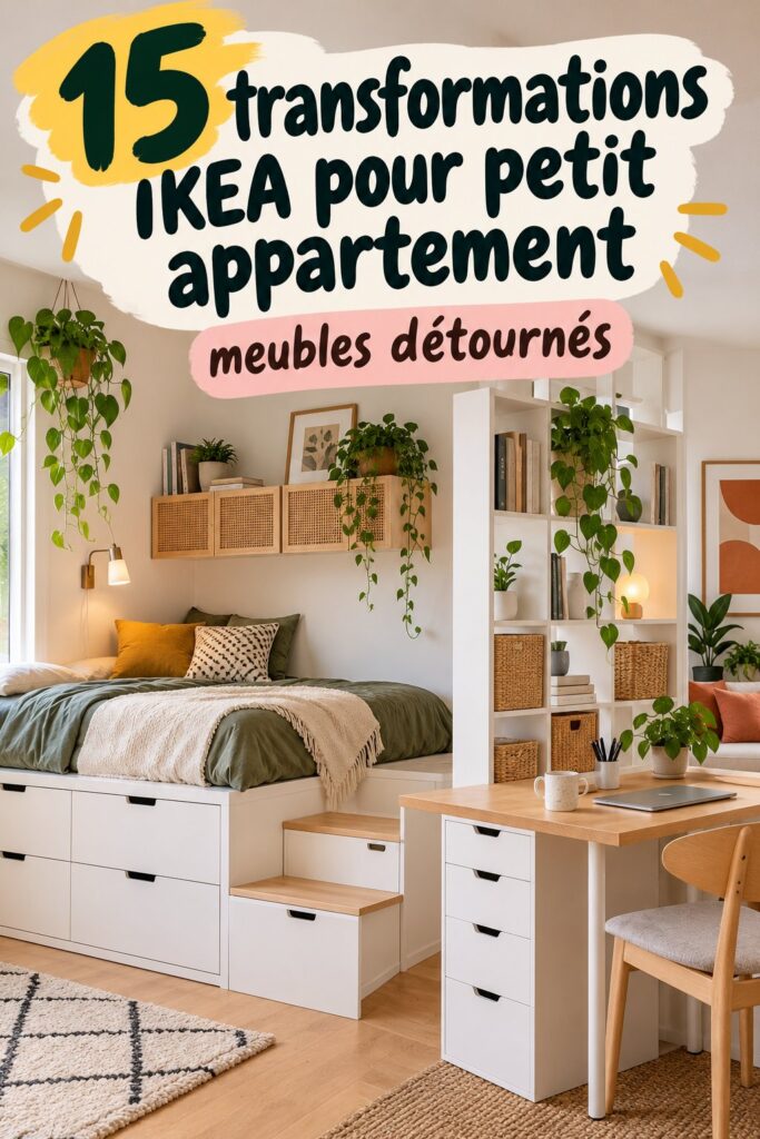 Transformation d'un petit appartement avec des astuces IKEA, offrant un espace fonctionnel et stylé.
